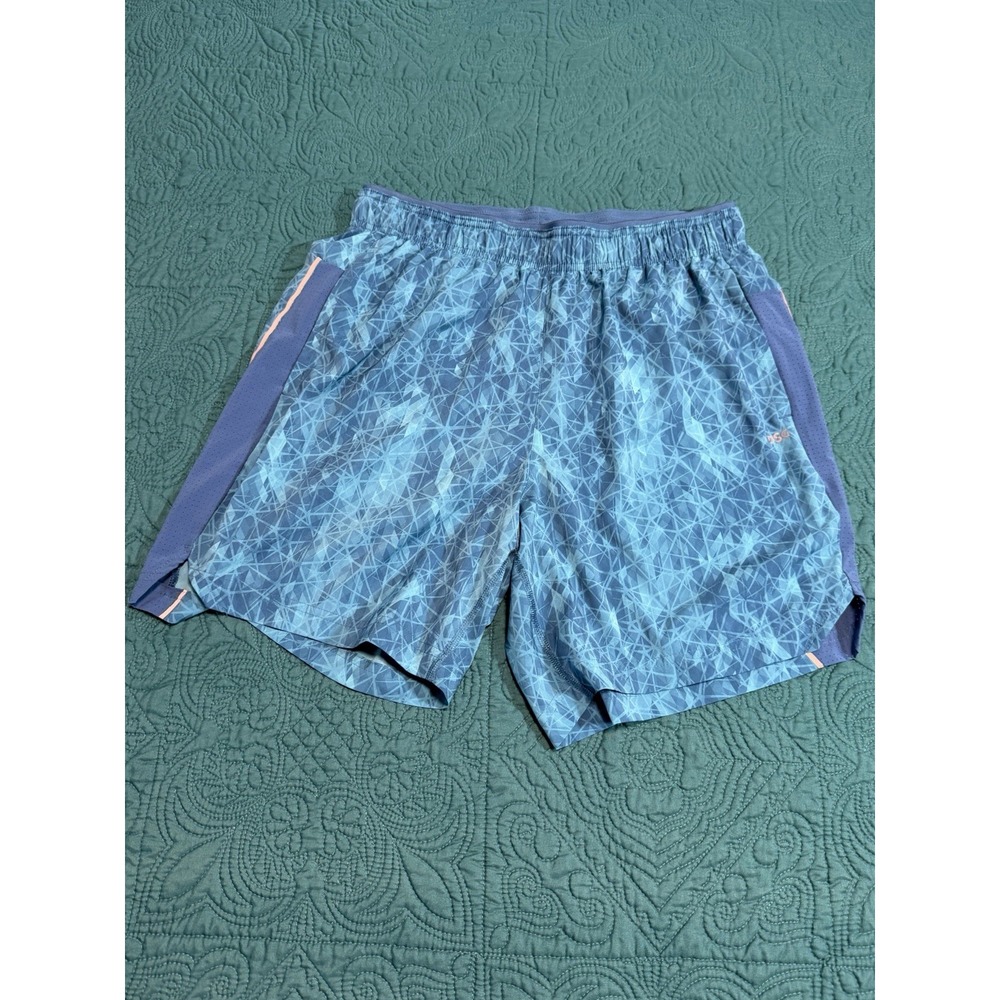 PSG Unisex Athletic Running Shorts Medium Blue Geometric Print Built-In Brief